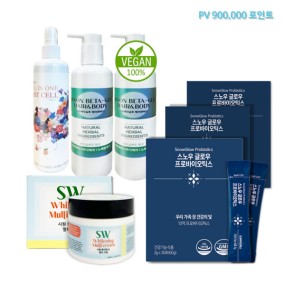 시원베타글루 (3BOX * 2 SET) + 스노우글로우프로바이오틱스 (4BOX * 3 SET) + 시원화이트닝 멀티크림 (3BOX * 1SET) + 올인원미스트 (3BOX * 1 SET)